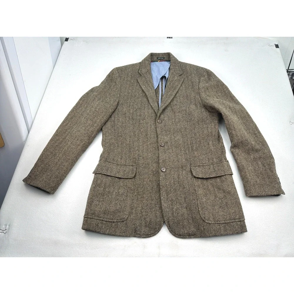 J.Crew Ludlow Blazer 42L Brown Herringbone Yorkshire Tweed Moon Wool Jacket